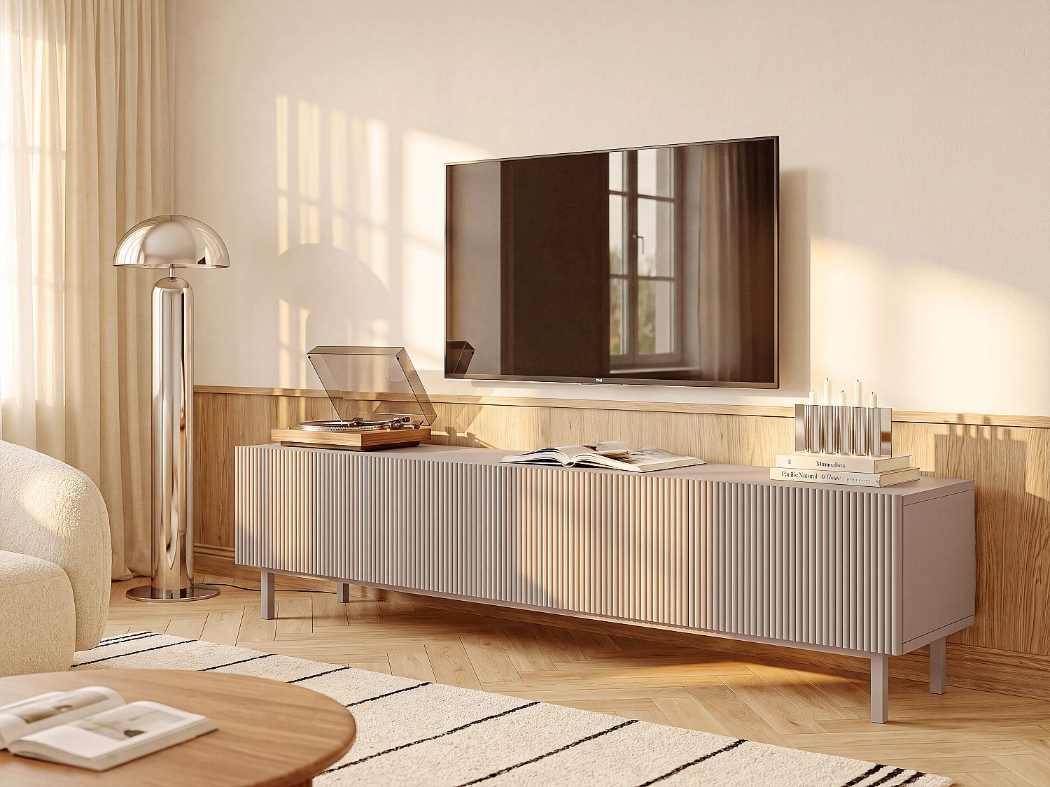 TV-Board mit 2 Türen - Beige - ZUMEYA