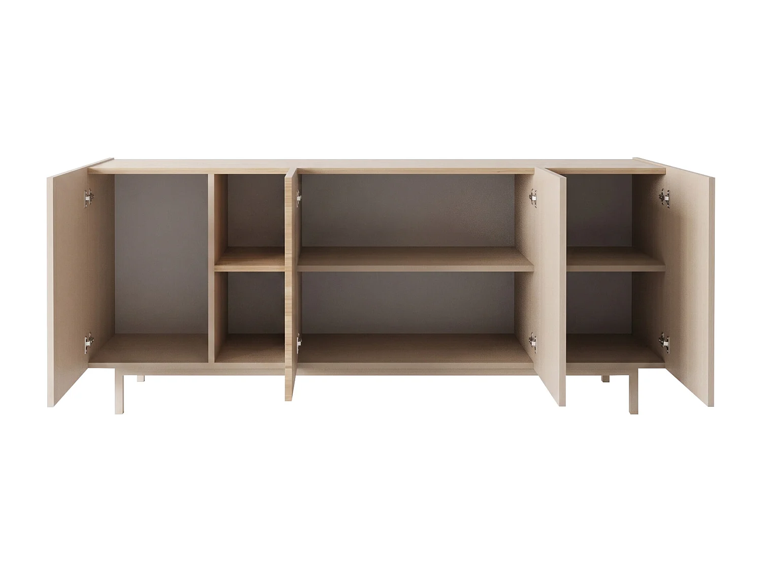 Buffet avec 4 portes et 2 niches - Beige et Naturel clair - REYALA