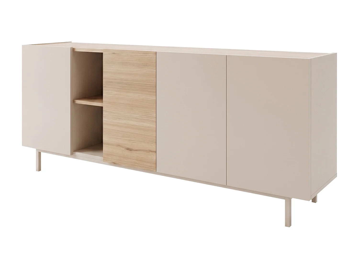 Buffet avec 4 portes et 2 niches - Beige et Naturel clair - REYALA