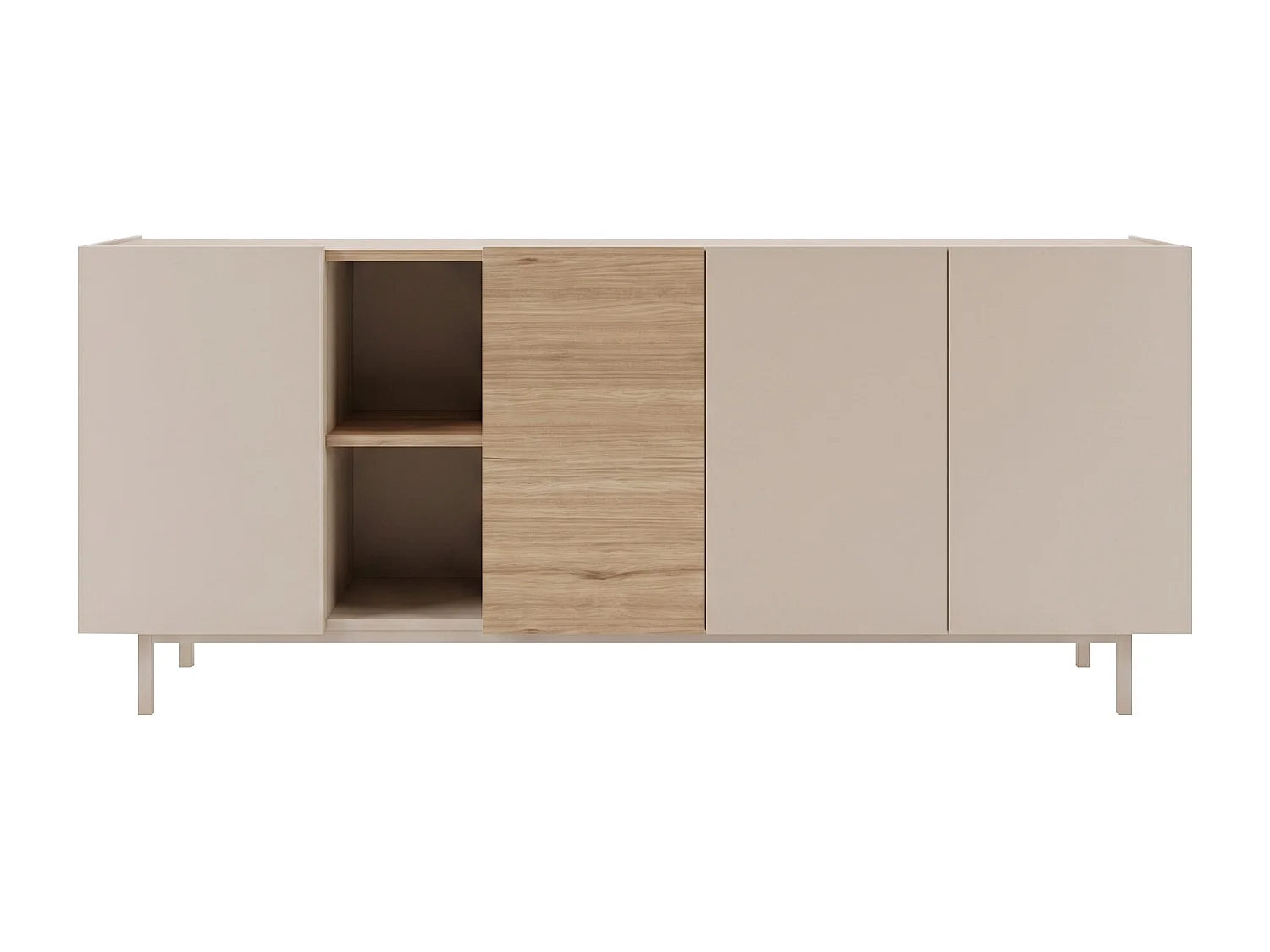 Buffet avec 4 portes et 2 niches - Beige et Naturel clair - REYALA