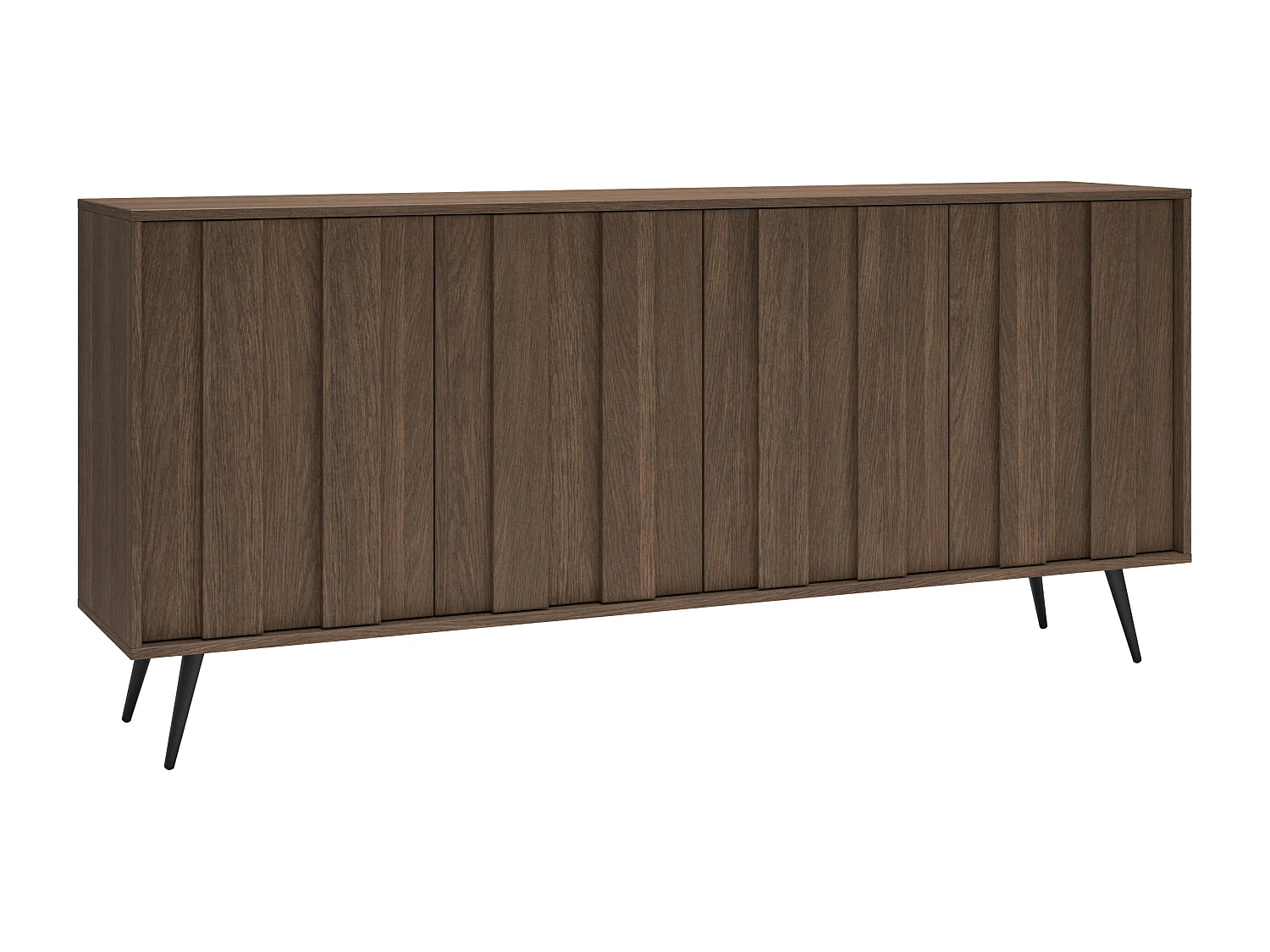 Buffet 4 portes avec LEDs en MDF - Naturel foncé et Noir - KALSIYA