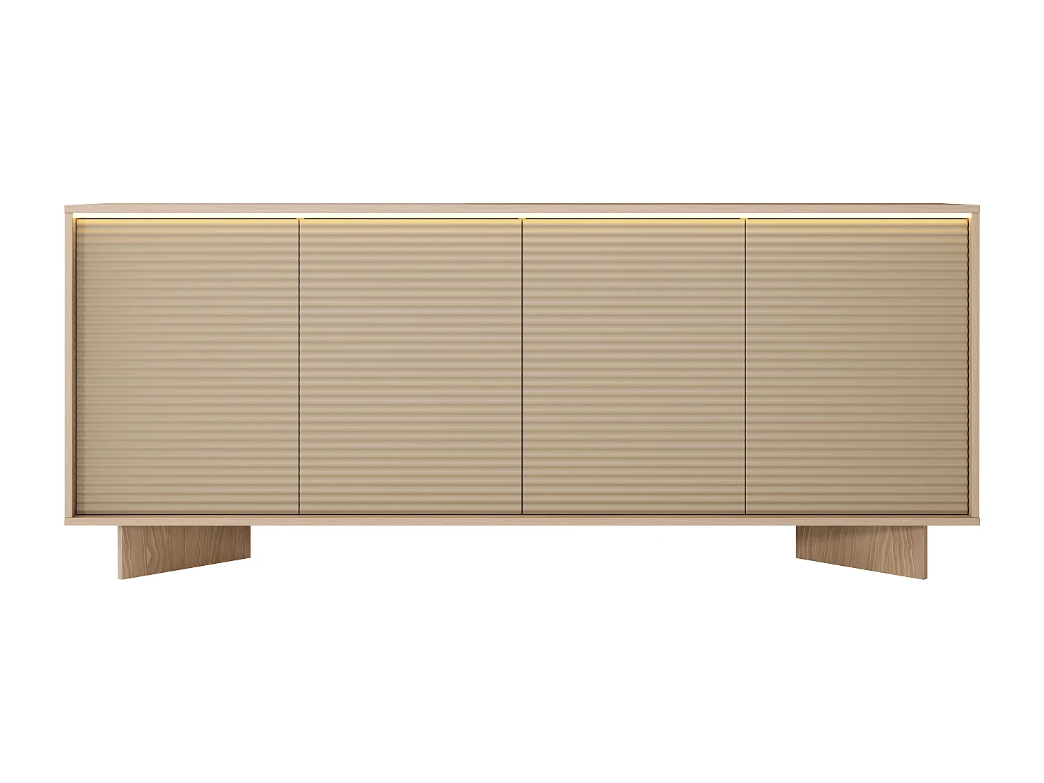 Buffet 4 portes avec LEDs en MDF - Beige et Naturel clair - MAYRONA