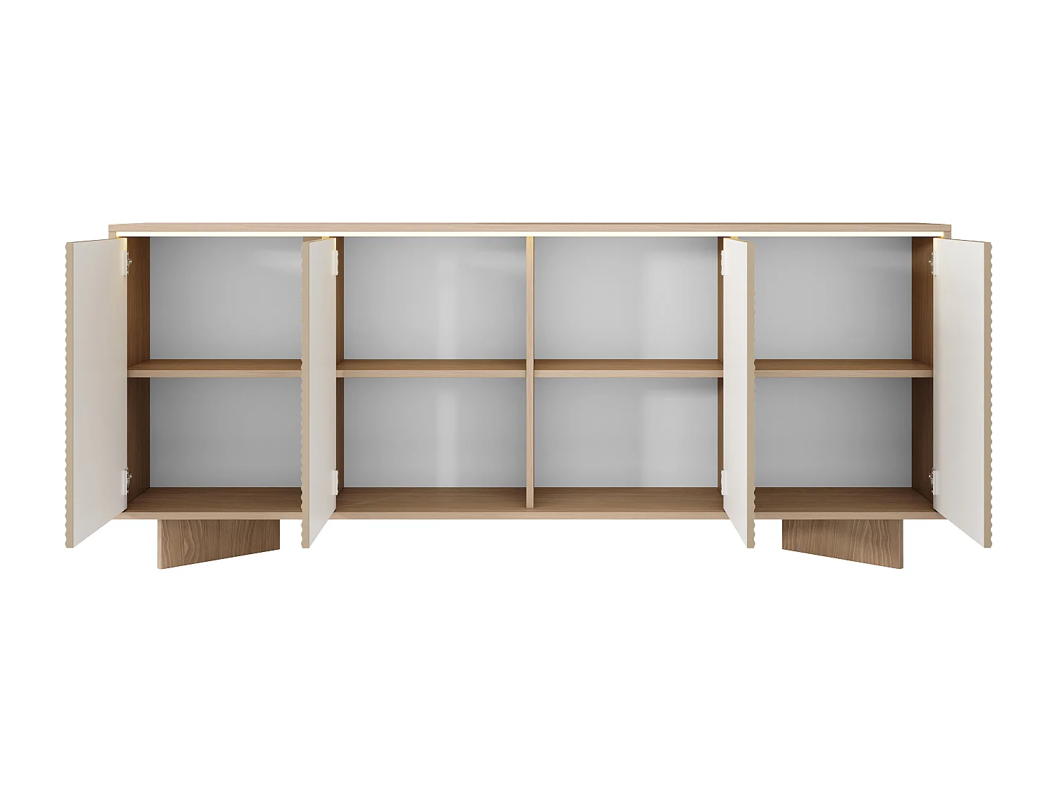 Buffet 4 portes avec LEDs en MDF - Beige et Naturel clair - MAYRONA