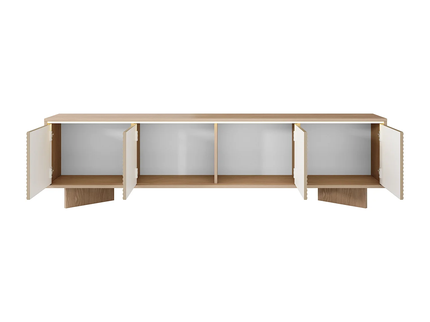 Meuble TV 4 portes avec LEDs en MDF - Beige et Naturel clair - MAYRONA