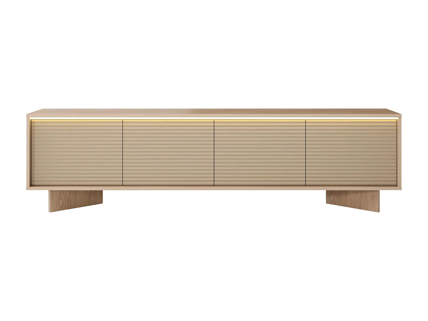 Meuble TV 4 portes avec LEDs en MDF - Beige et Naturel clair - MAYRONA