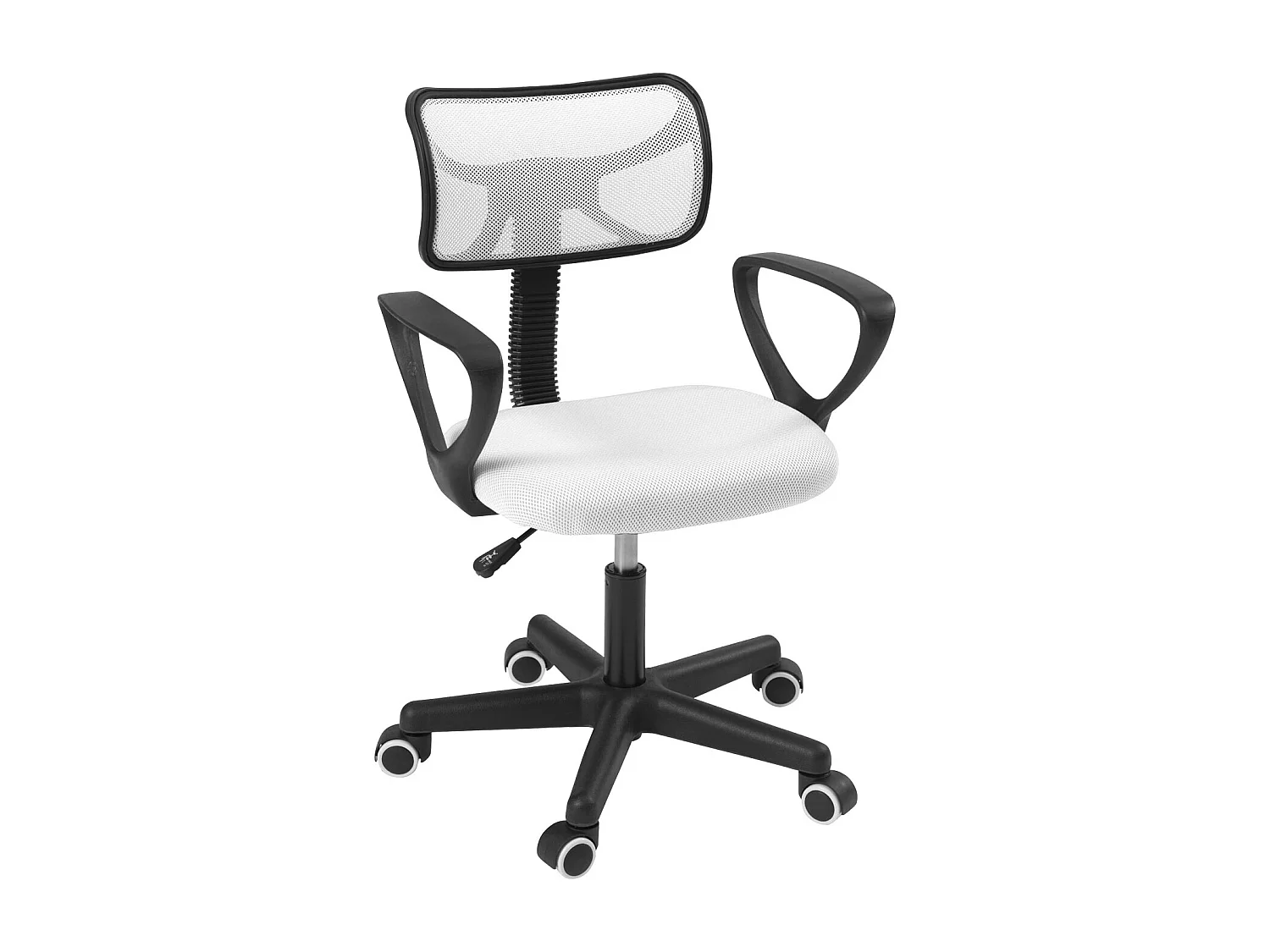 Chaise bureau enfant textile Mesh pivotant accoudoir hauteur réglable roulettes LAB (Blanc)