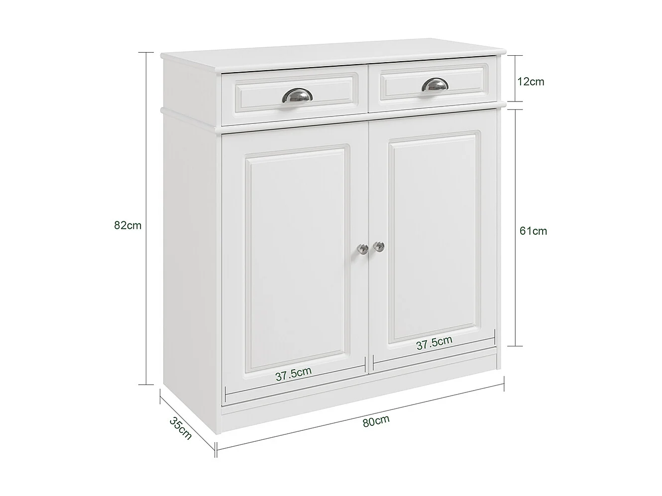 SoBuy Meuble à chaussures à 2 tiroirs Blanc 80x35x82cm Classique FSB104-W