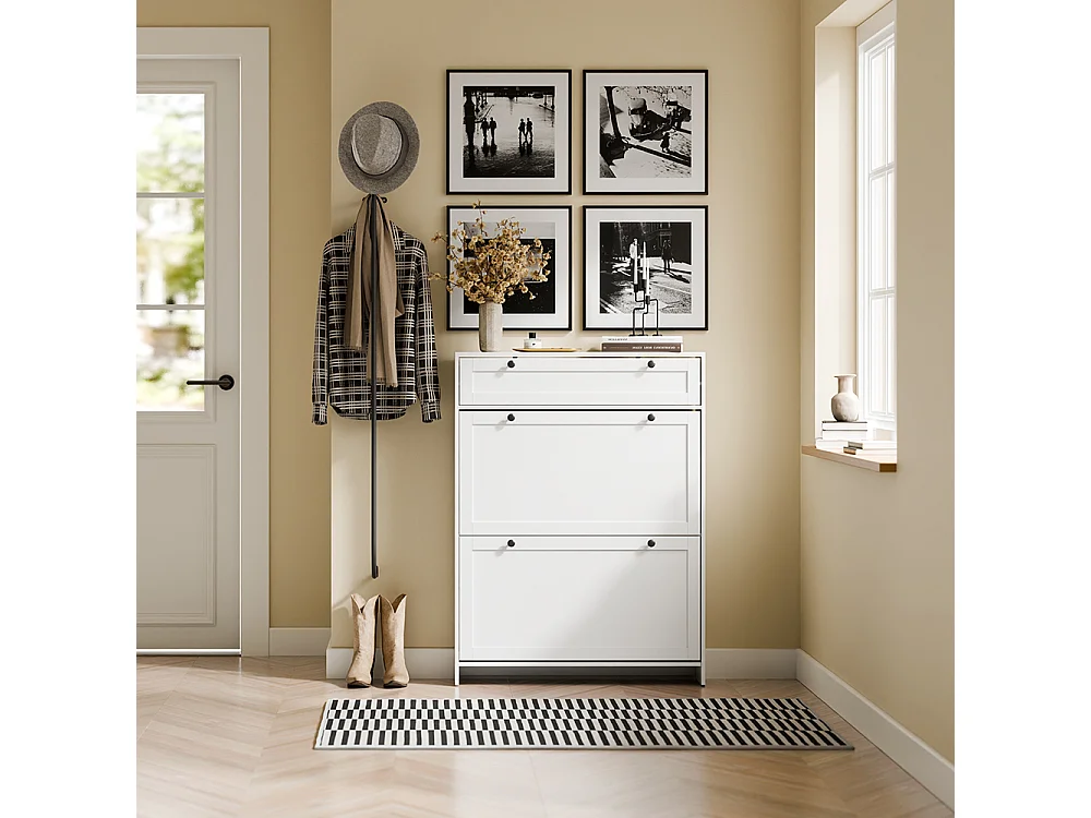 SoBuy Skåp för skor med 1 låda Vit 80x19x107cm Nordisk FSR207-W