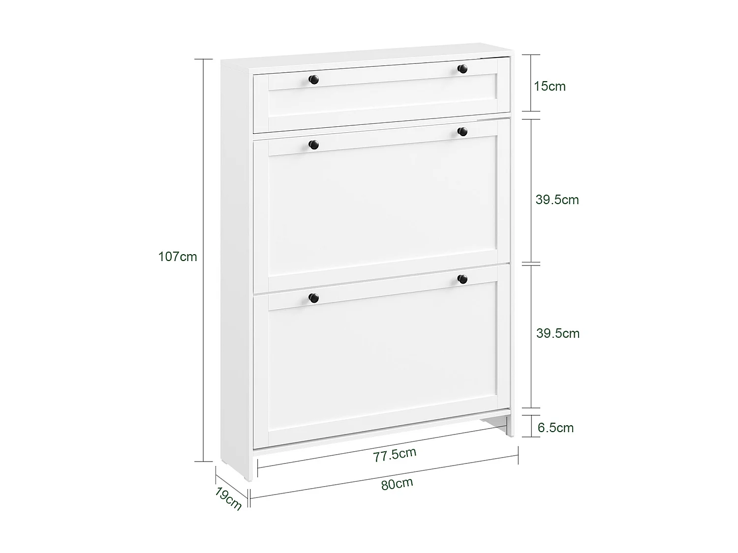 SoBuy Skåp för skor med 1 låda Vit 80x19x107cm Nordisk FSR207-W