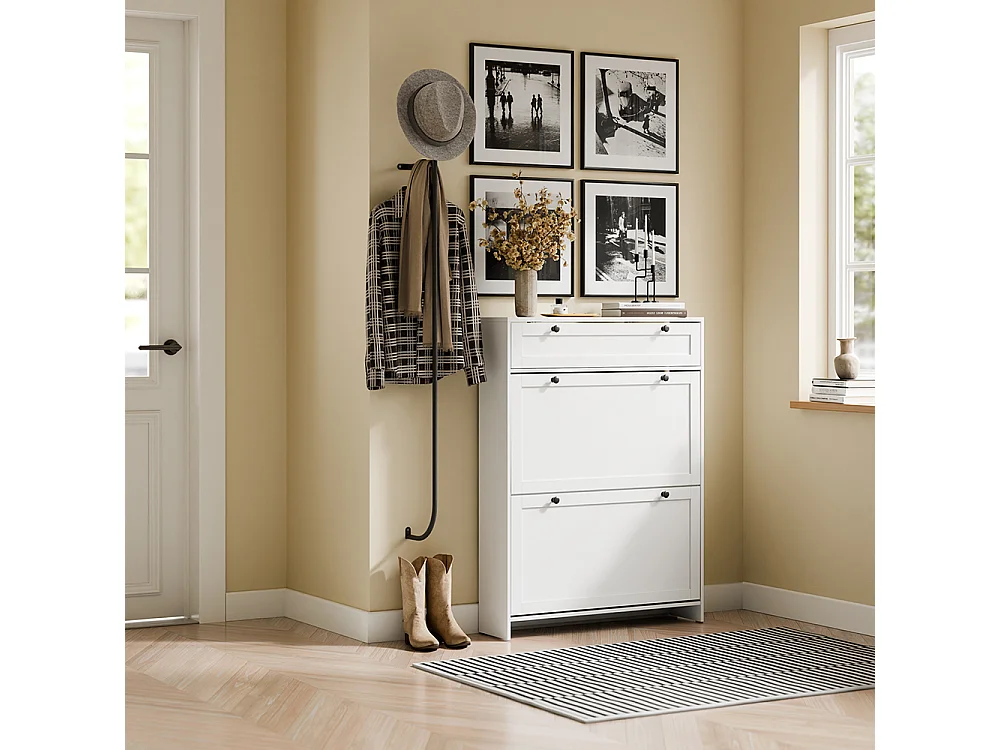 SoBuy Skåp för skor med 1 låda Vit 80x19x107cm Nordisk FSR207-W