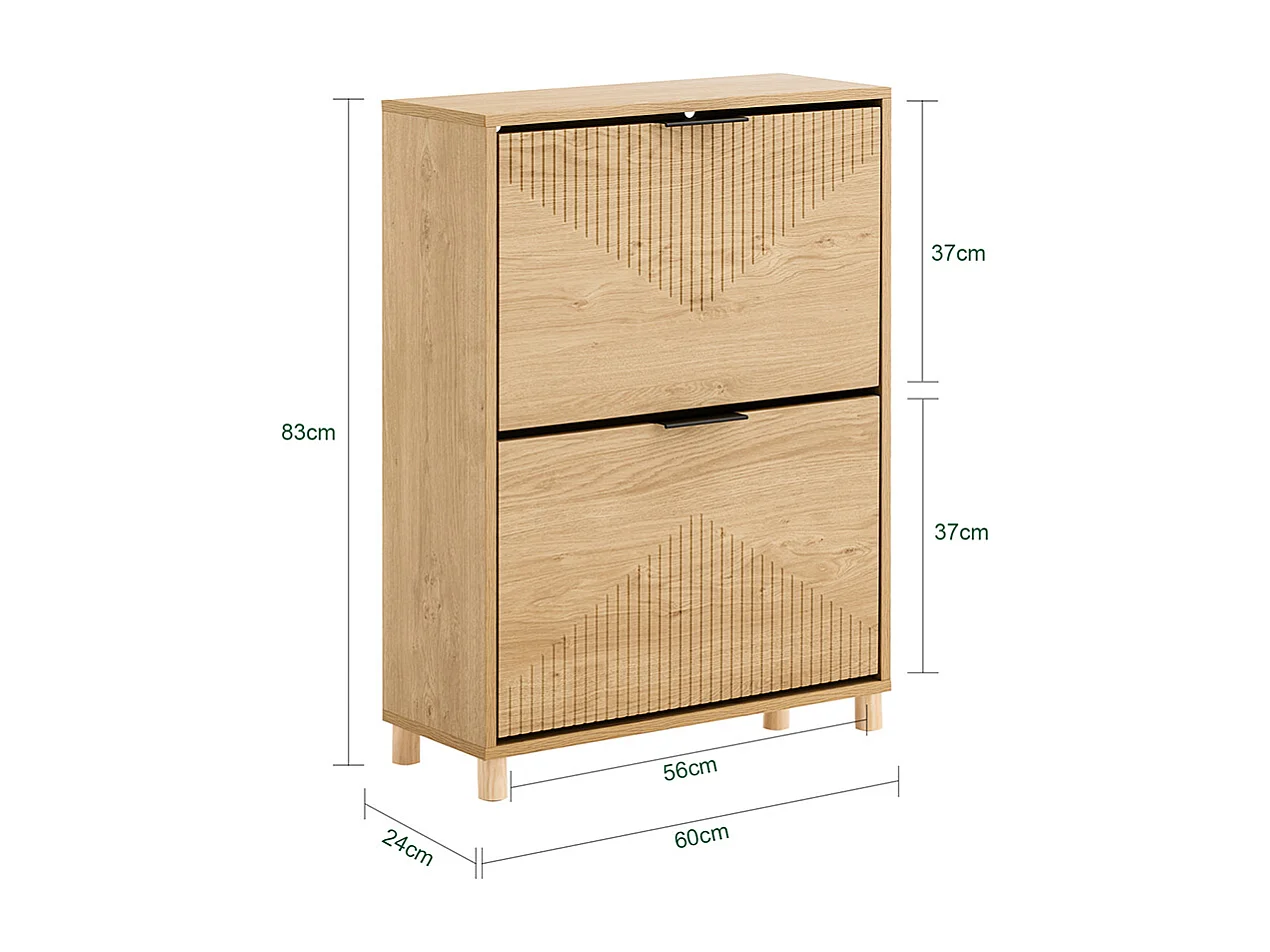 SoBuy Skåp för skor, 2 dörrar 60x24x83cm Nordisk FSR200-II-N