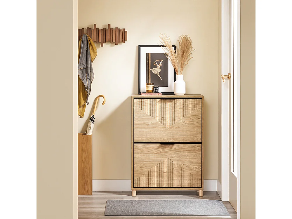 SoBuy Skåp för skor, 2 dörrar 60x24x83cm Nordisk FSR200-II-N
