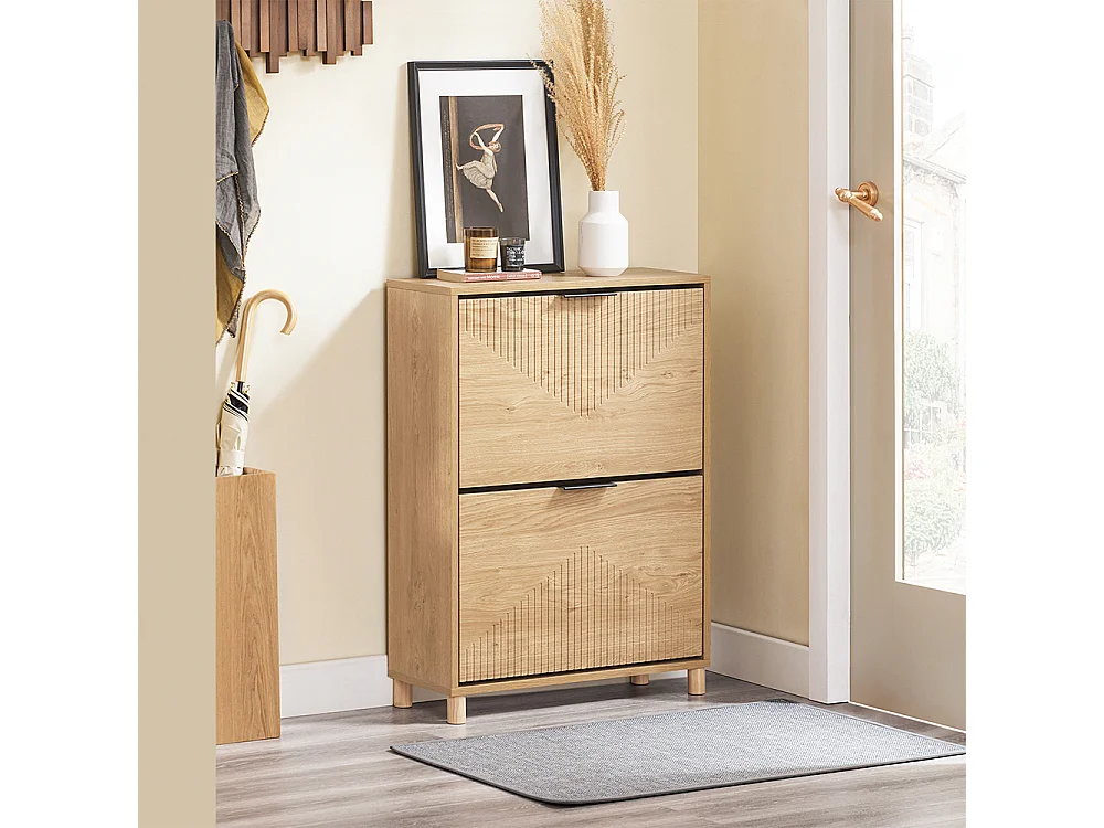 SoBuy Skåp för skor, 2 dörrar 60x24x83cm Nordisk FSR200-II-N