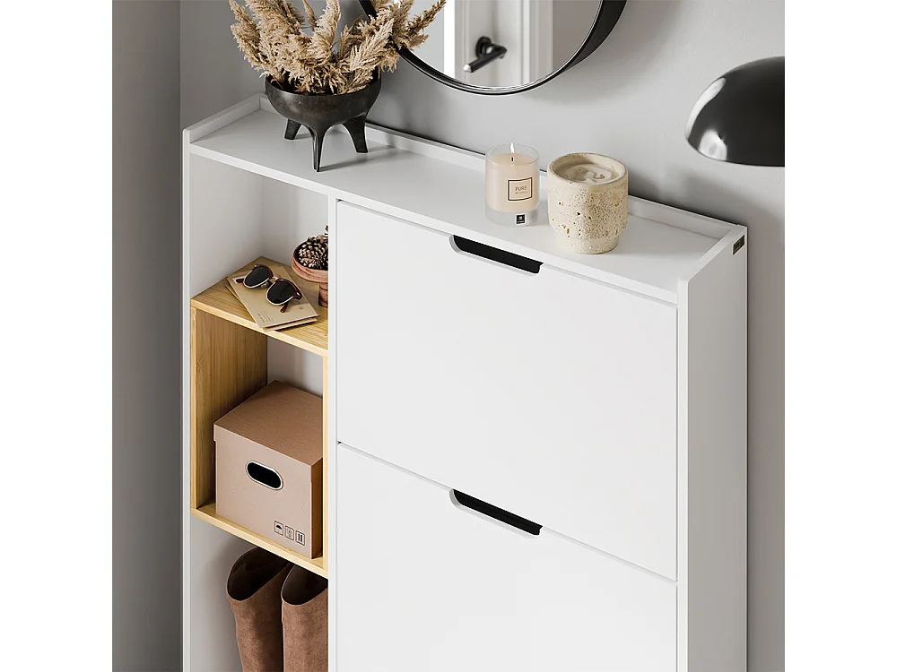 SoBuy Skåp för skor med 3 dörrar Vit 87x90x129.5cm Minimalistisk FSR209-NW