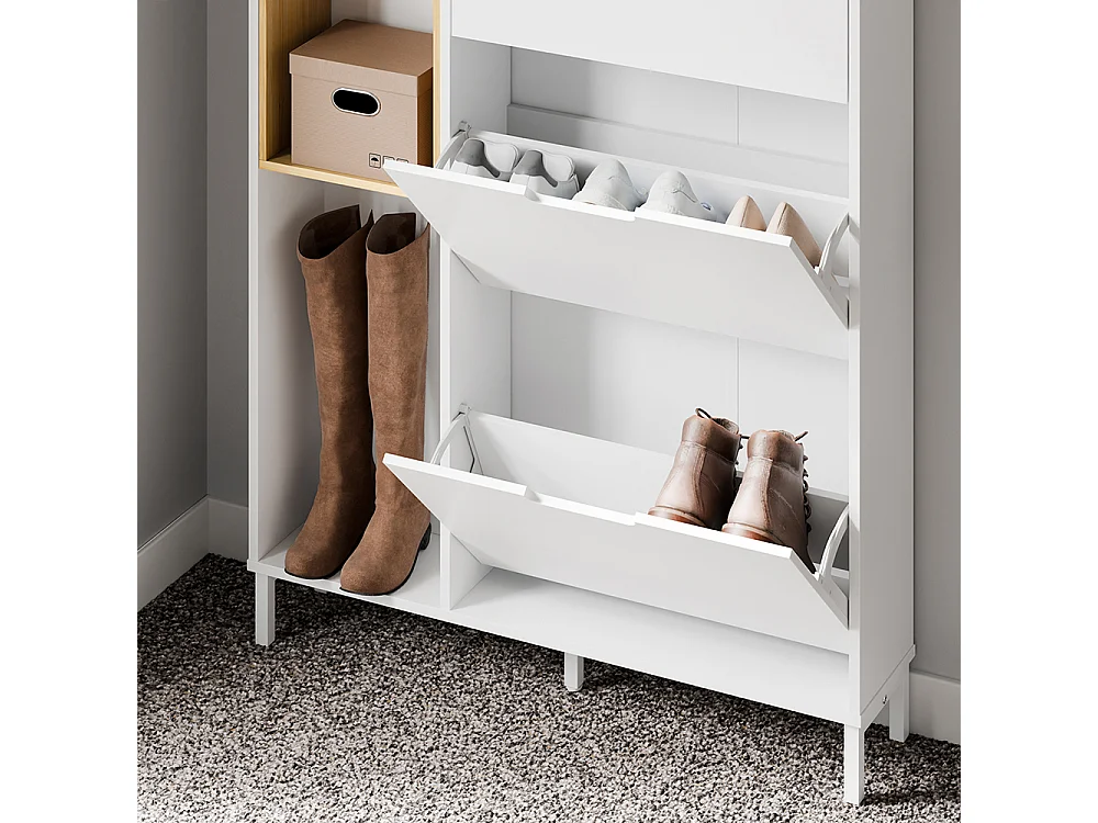 SoBuy Skåp för skor med 3 dörrar Vit 87x90x129.5cm Minimalistisk FSR209-NW