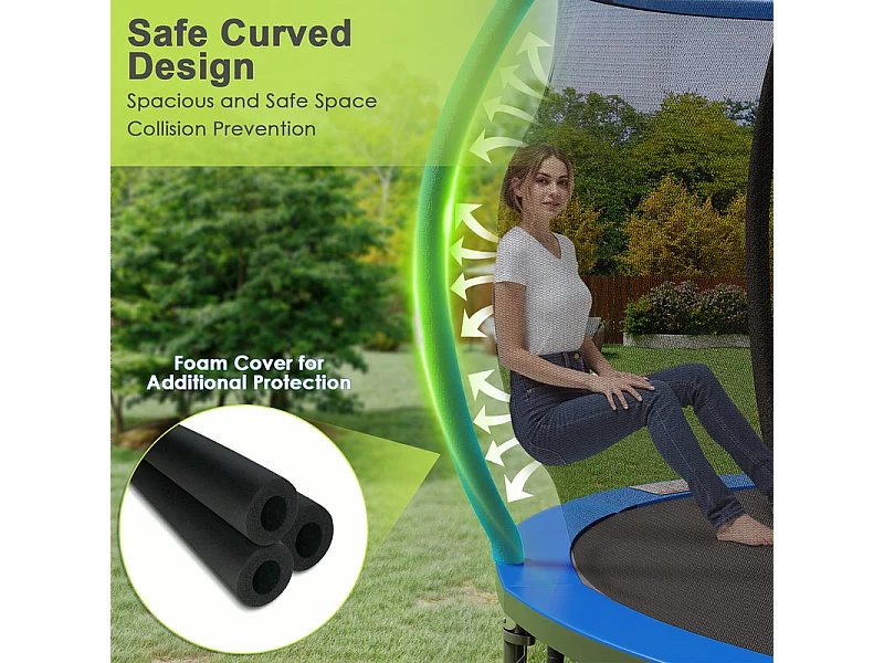 Trampoline de jardin enfant Ø228/305/366/434cm avec filet de sécurité, certification GS, bâche de protection, design Citrouille, trampoline extérieur sécurisé.