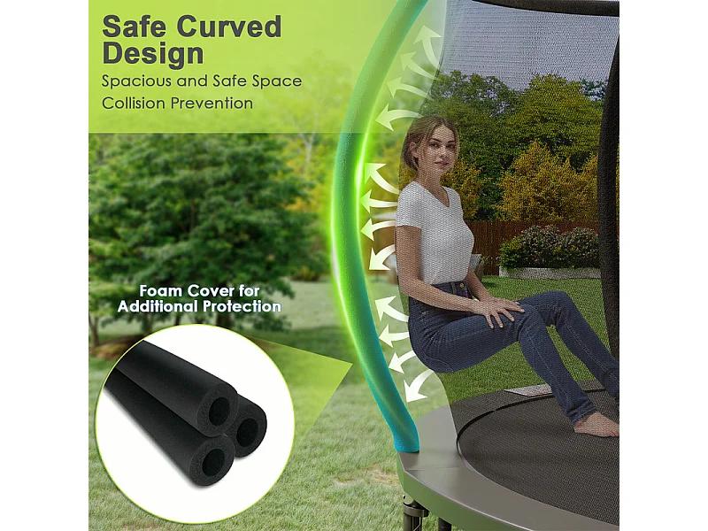 Trampoline de jardin enfant Ø228/305/366/429cm avec filet de sécurité, certification GS, bâche de protection, design Citrouille, trampoline extérieur sécurisé.