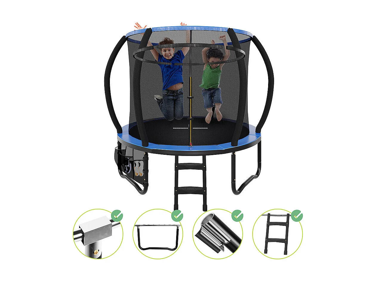 Trampoline de jardin enfant Ø228/305/366/431cm avec filet de sécurité, certification GS, bâche de protection, design Citrouille, trampoline extérieur sécurisé.