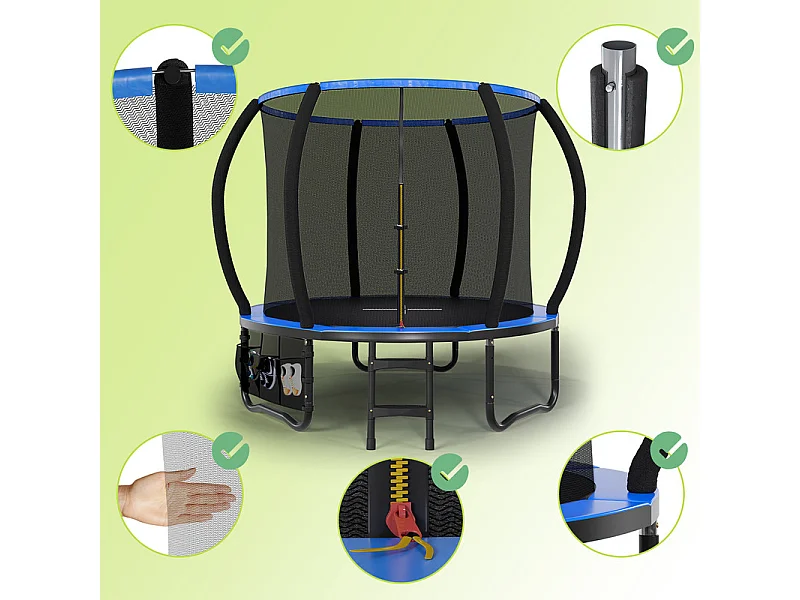 Trampoline de jardin enfant Ø228/305/366/431cm avec filet de sécurité, certification GS, bâche de protection, design Citrouille, trampoline extérieur sécurisé.