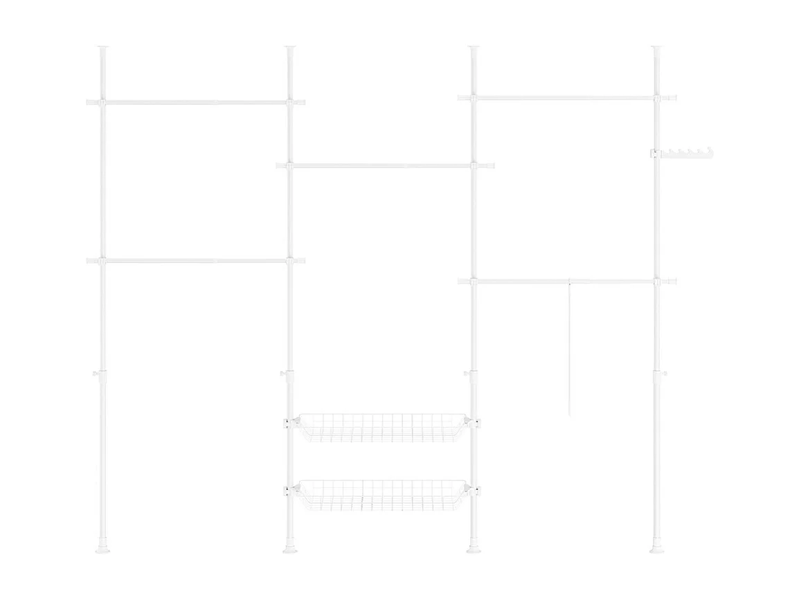 SoBuy Cabide de pé com 2 prateleiras Branco 62x75x200cm Minimalista KLS04-II-W