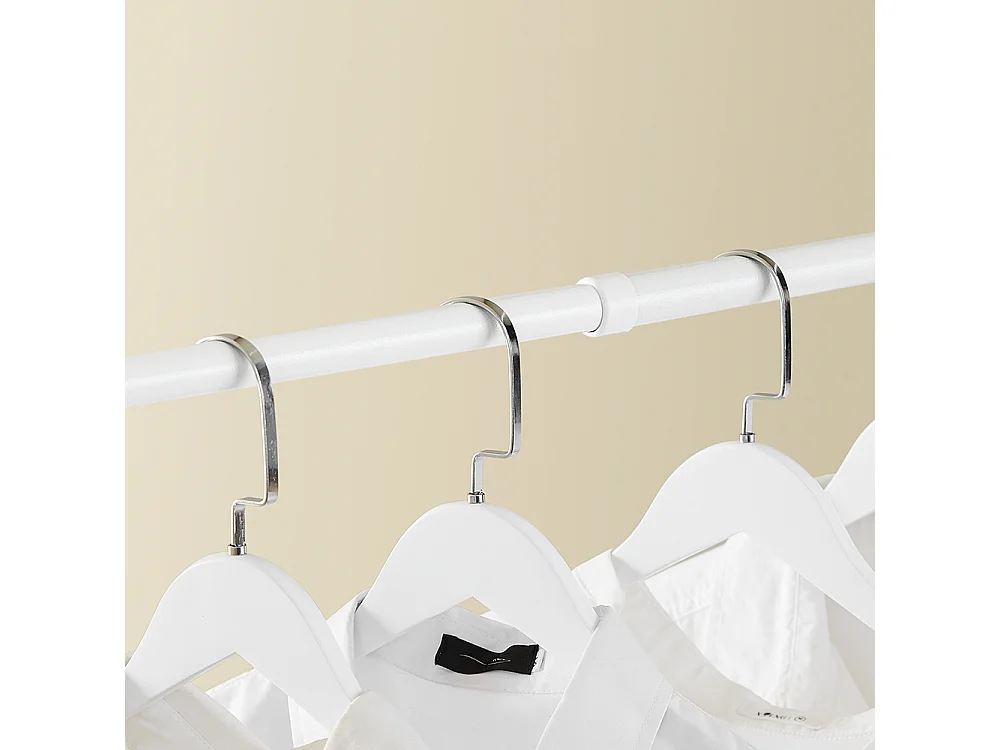 SoBuy Cabide de pé com 2 prateleiras Branco 62x75x200cm Minimalista KLS04-II-W
