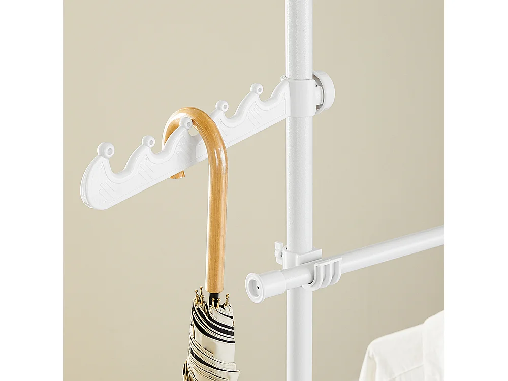 SoBuy Cabide de pé com 2 prateleiras Branco 62x75x200cm Minimalista KLS04-II-W
