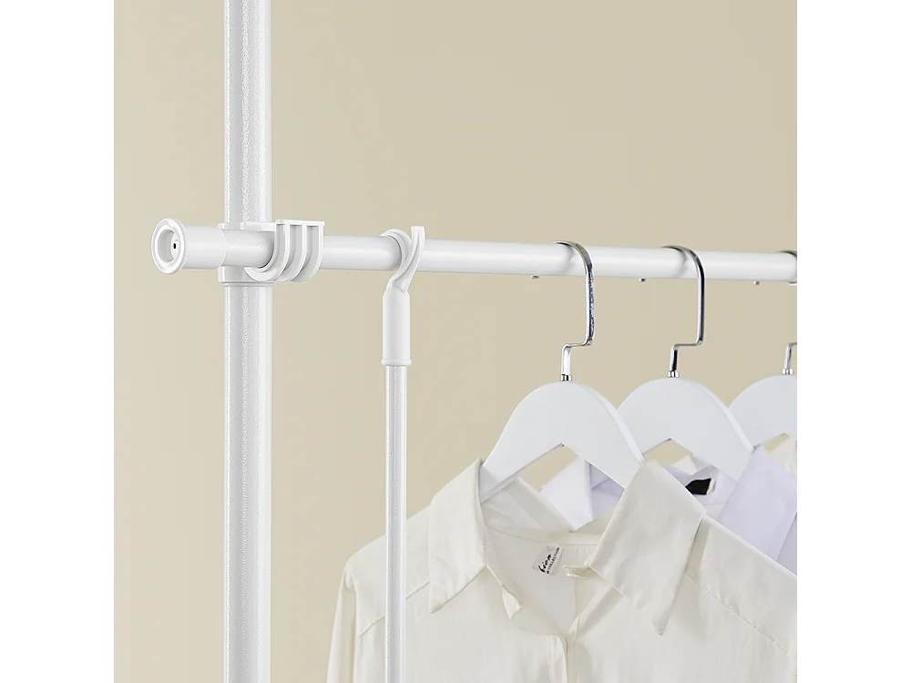 SoBuy Cabide de pé com 2 prateleiras Branco 62x75x200cm Minimalista KLS04-II-W
