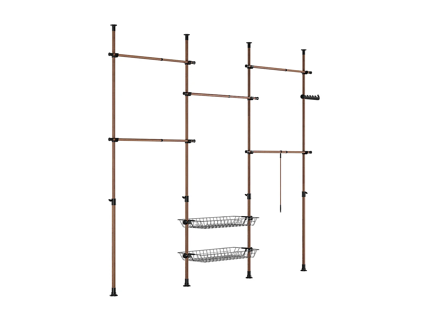 SoBuy Portemanteau sur pied à 2 étagères Marron 62x75x200cm Fonctionnel KLS04-II-BR