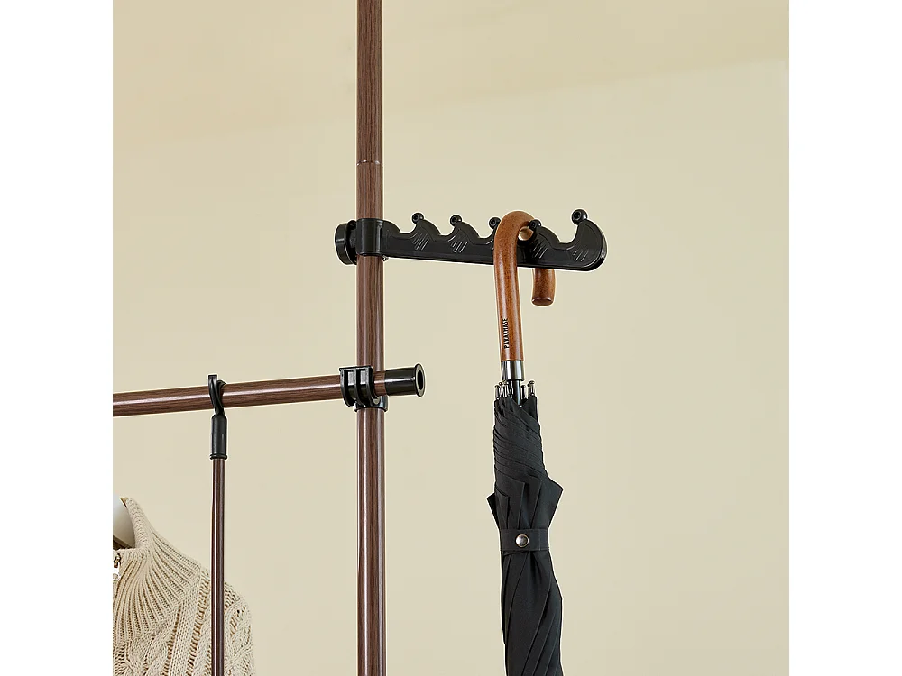 SoBuy Portemanteau sur pied à 2 étagères Marron 62x75x200cm Fonctionnel KLS04-II-BR