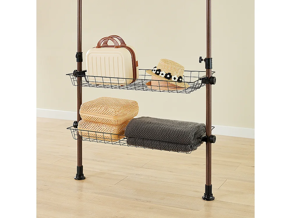 SoBuy Portemanteau sur pied à 2 étagères Marron 62x75x200cm Fonctionnel KLS04-II-BR
