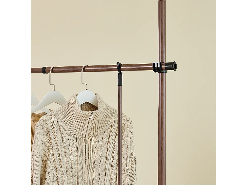 SoBuy Portemanteau sur pied à 2 étagères Marron 62x75x200cm Fonctionnel KLS04-II-BR