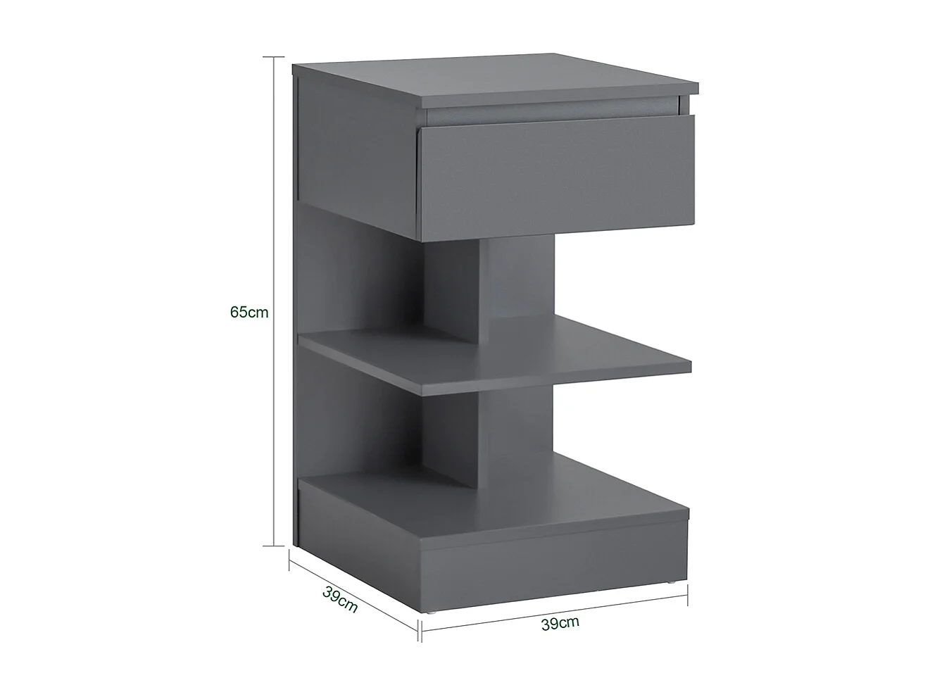 SoBuy Set med 2 nattbord med 1 låda Mörkgrå 39x39x65cm Modern FBT49-HGX2