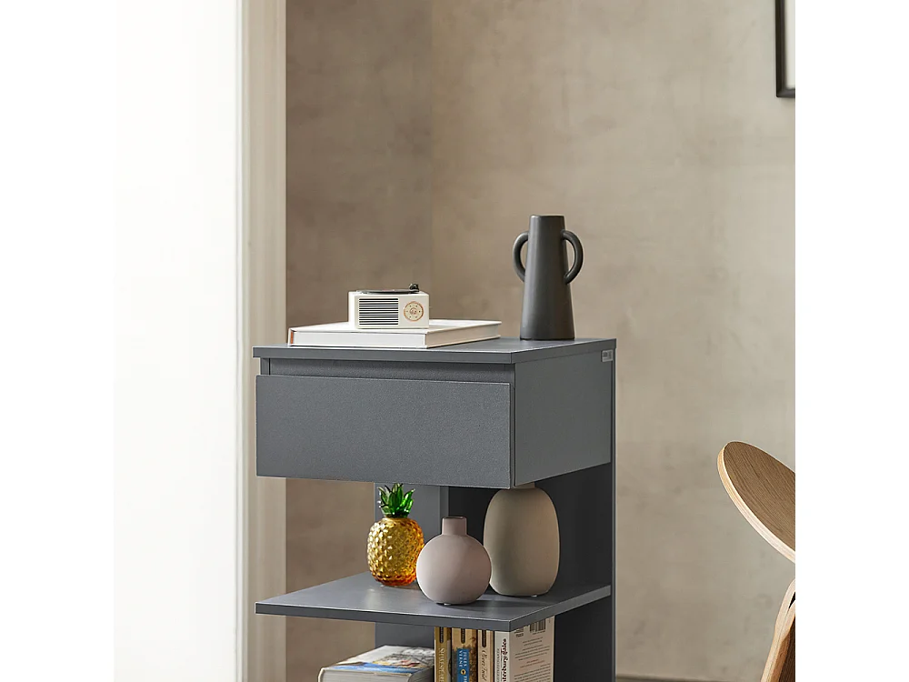 SoBuy Set med 2 nattbord med 1 låda Mörkgrå 39x39x65cm Modern FBT49-HGX2