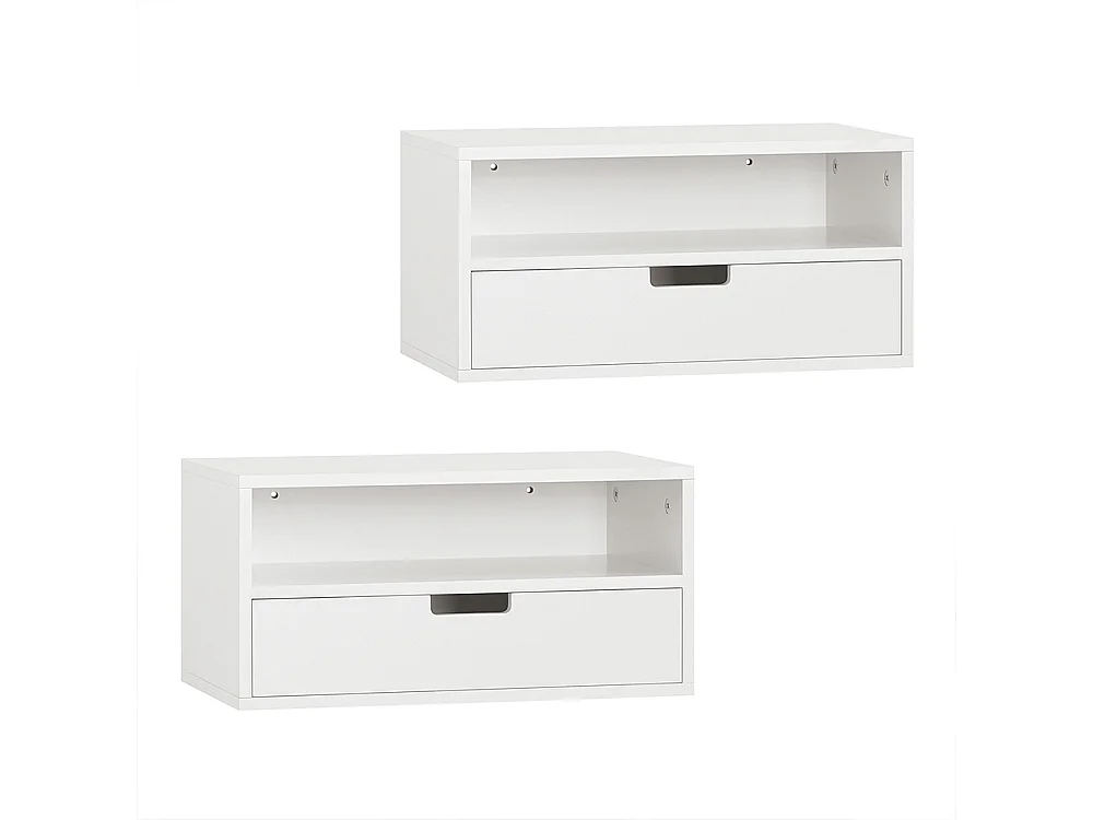 SoBuy Nattbord med 2 lådor Vit 45x25x22cm Modern NKD03-WX2
