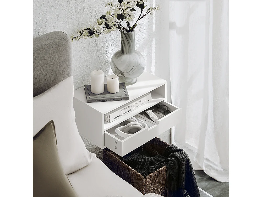 SoBuy Nattbord med 2 lådor Vit 45x25x22cm Modern NKD03-WX2