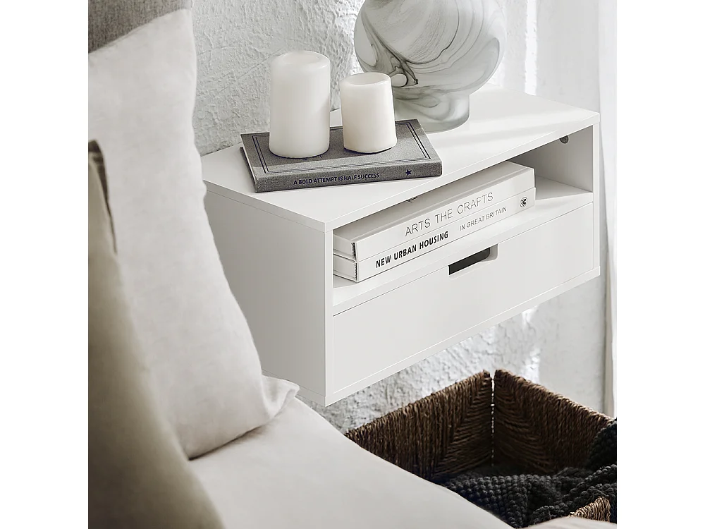 SoBuy Nattbord med 2 lådor Vit 45x25x22cm Modern NKD03-WX2