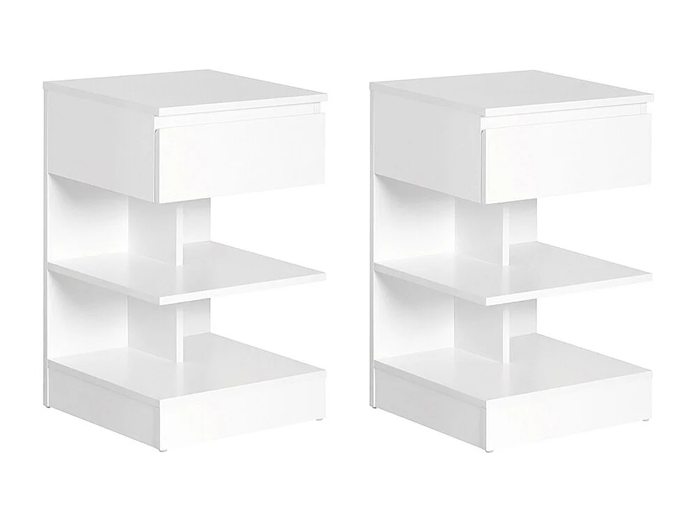 SoBuy Set med 2 nattbord med 1 låda Vit 39x39x65cm Minimalistisk FBT49-WX2
