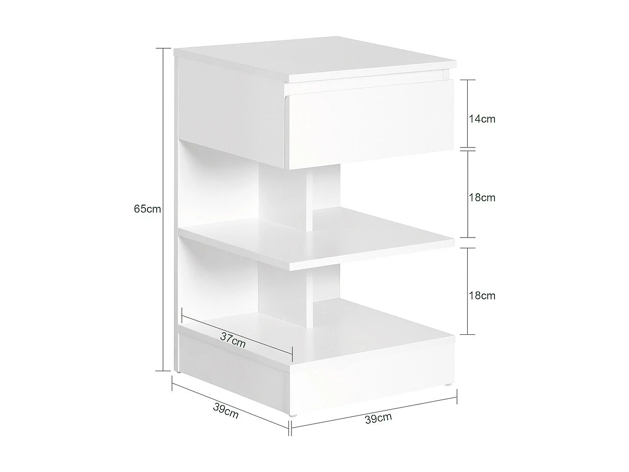SoBuy Set med 2 nattbord med 1 låda Vit 39x39x65cm Minimalistisk FBT49-WX2