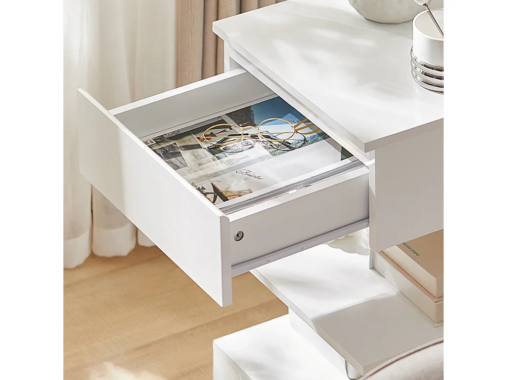SoBuy Set med 2 nattbord med 1 låda Vit 39x39x65cm Minimalistisk FBT49-WX2