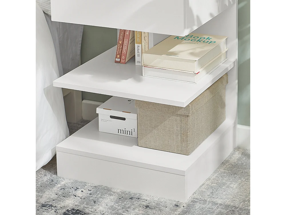 SoBuy Set med 2 nattbord med 1 låda Vit 39x39x65cm Minimalistisk FBT49-WX2