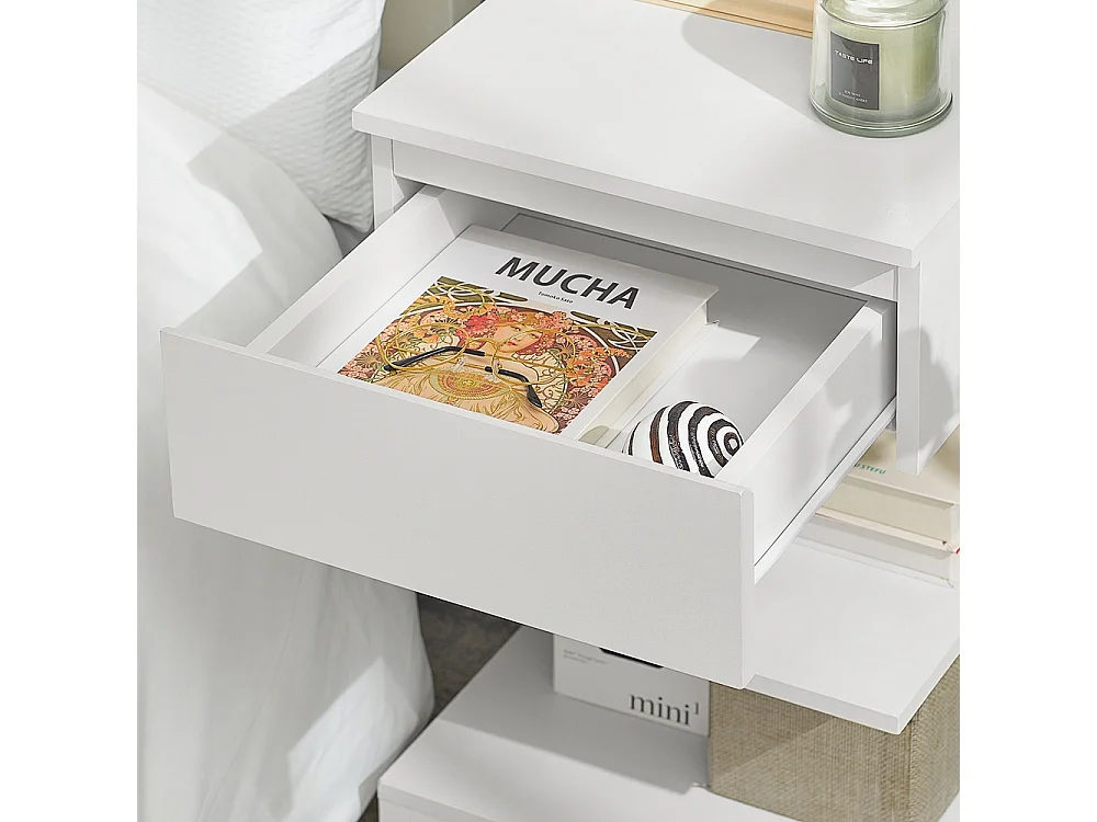 SoBuy Set med 2 nattbord med 1 låda Vit 39x39x65cm Minimalistisk FBT49-WX2