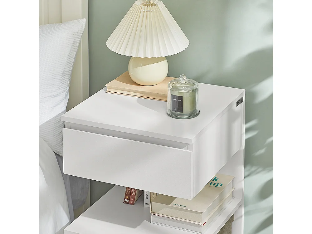 SoBuy Set med 2 nattbord med 1 låda Vit 39x39x65cm Minimalistisk FBT49-WX2