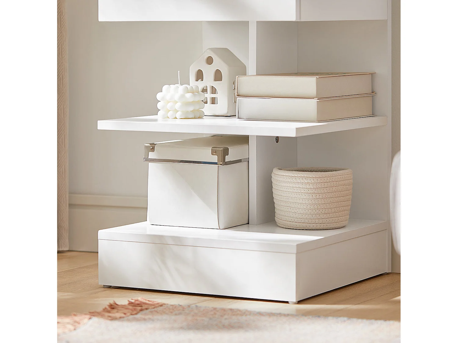 SoBuy Set med 2 nattbord med 1 låda Vit 39x39x65cm Minimalistisk FBT49-WX2