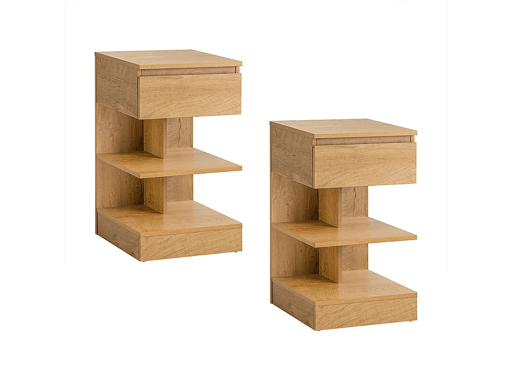 SoBuy Set med 2 nattbord med 1 låda 39x39x65cm Nordisk FBT49-NX2