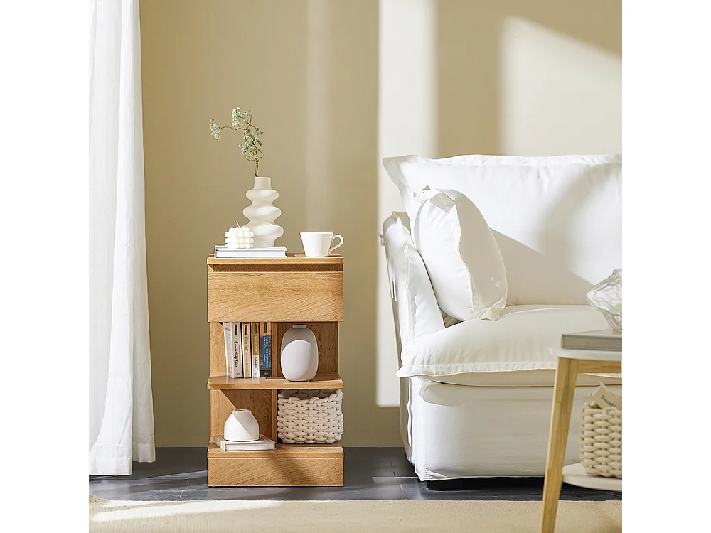 SoBuy Set med 2 nattbord med 1 låda 39x39x65cm Nordisk FBT49-NX2