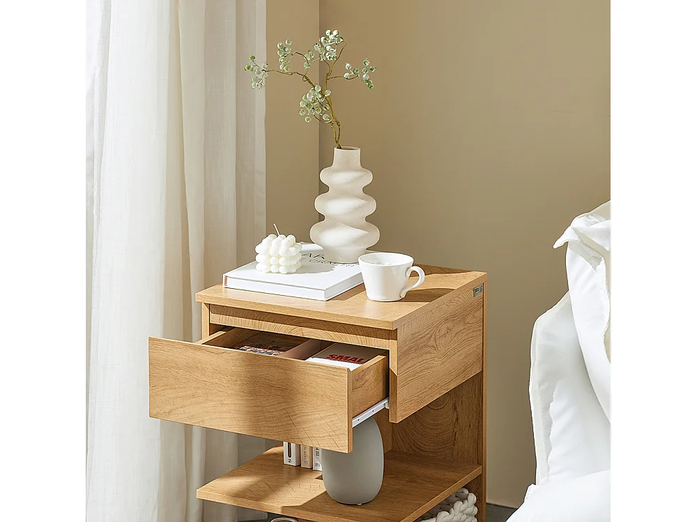 SoBuy Set med 2 nattbord med 1 låda 39x39x65cm Nordisk FBT49-NX2