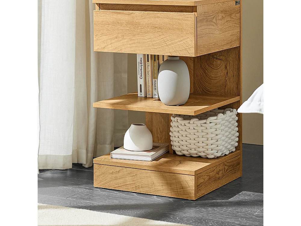 SoBuy Set med 2 nattbord med 1 låda 39x39x65cm Nordisk FBT49-NX2