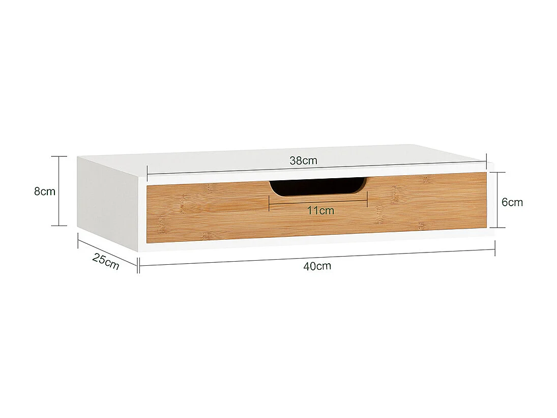 SoBuy Nattbord med 1 låda Vit 40x24x8cm Modern FRG92-NWX2