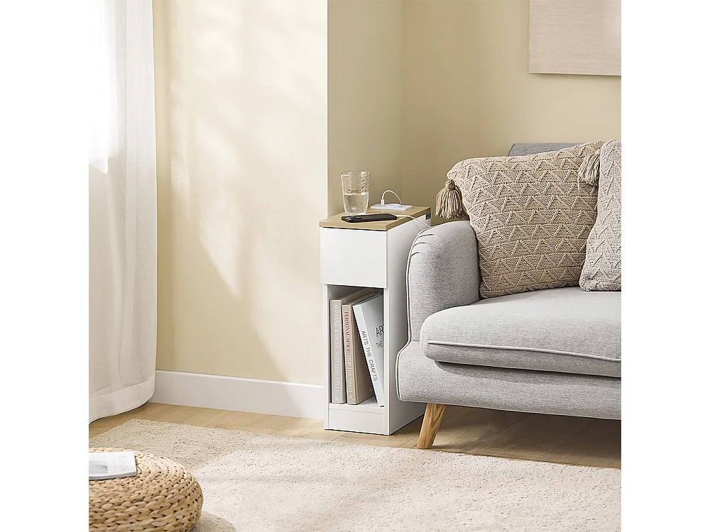 SoBuy Nattbord med 1 låda Vit 35x20x60cm Minimalistisk FBT111-E-NWx2