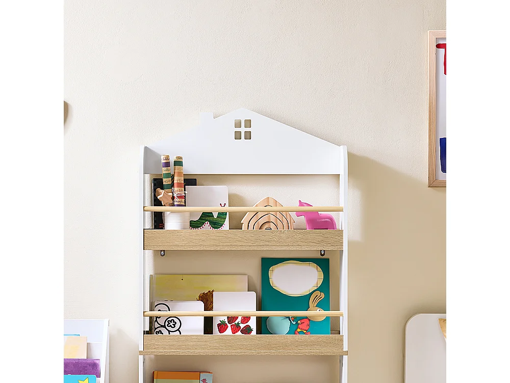 SoBuy Barnbibliotek 5 hyllor Vit 60x15x130.5cm Nordisk KMB121-NW